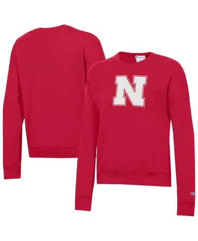 Champion Women's Nebraska Huskers Powerblend Relaxed-fit Graphic Sweatshirt In Scarlet