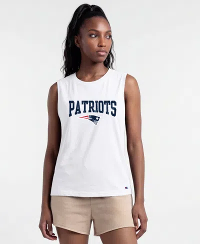 Champion Women's New England Patriots Distressed Muscle Tank Top In White