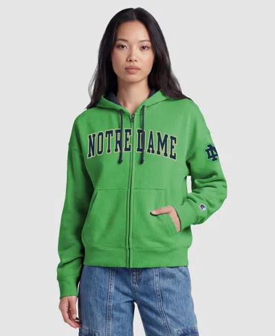 Champion Women's Notre Dame Fighting Irish Arch Full-zip Fleece Hoodie In Green