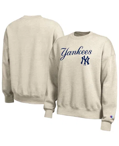 Champion Women's Oatmeal New York Yankees All-star Sweatshirt In Brown
