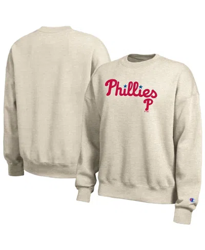 Champion Women's Oatmeal Philadelphia Phillies All-star Sweatshirt In Brown