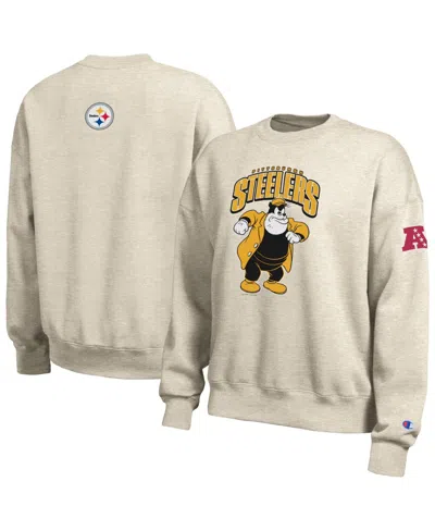 Champion Women's Oatmeal Pittsburgh Steelers Disney X  All Star Fleece Crewneck Sweatshirt