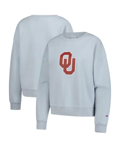 Champion Women's Oklahoma Sooners Powerblend Relaxed-fit Crewneck Long-sleeve Sweatshirt In Gray