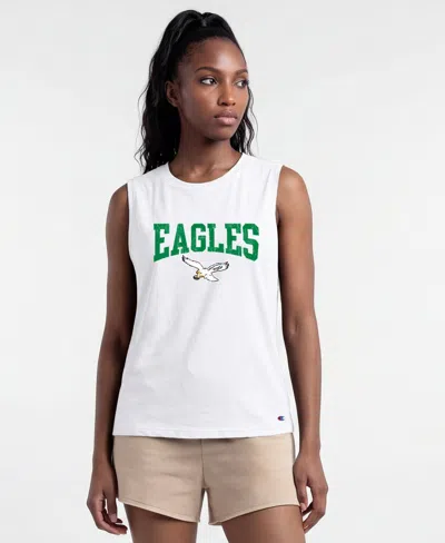 Champion Women's Philadelphia Eagles Distressed Muscle Tank Top In White