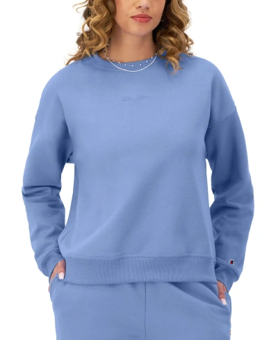 Champion Women's Powerblend Crewneck Sweatshirt In Plaster Blue