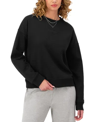 Champion Women's Powerblend Fleece Crewneck Sweatshirt In Black