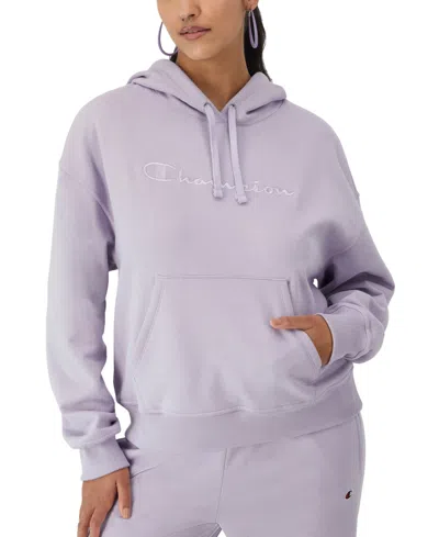 Champion Women's Powerblend Fleece Hoodie Sweatshirt In Morning Dew Purple