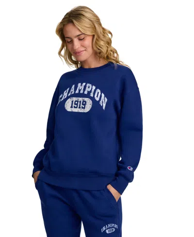 Champion Women's Powerblend Graphic Fleece Sweatshirt In Blue