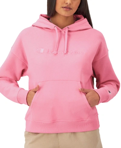 Champion Women's Powerblend Hoodie Sweatshirt In Marzipan Pink