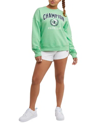 Champion Women's Powerblend Relaxed Crewneck Sweatshirt In Happy Spring Green
