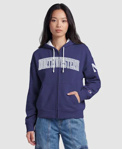 Champion Women's Purple Northwestern Wildcats Arch Full-zip Fleece Hoodie In Purple,white