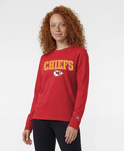 Champion Women's Red Kansas City Chiefs Core Logo Long-sleeve T-shirt