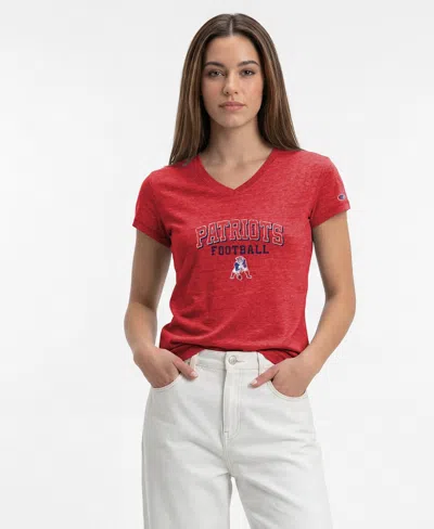 Champion Women's Red New England Patriots Triumph Tri-blend V-neck T-shirt