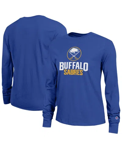 Champion Women's Royal Buffalo Sabres Wordmark Lockup Long Sleeve T-shirt In Blue