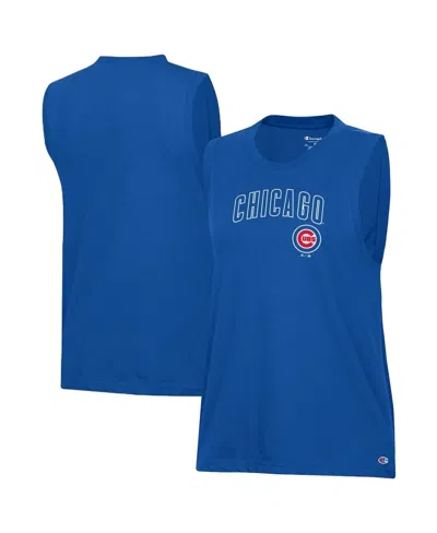 Champion Women's Royal Chicago Cubs Muscle Tank Top In Blue