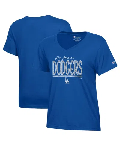 Champion Women's Royal Los Angeles Dodgers Core V-neck T-shirt In Blue