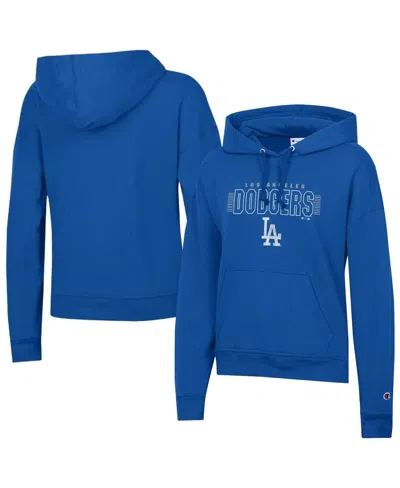 Champion Women's Royal Los Angeles Dodgers Distressed Powerblend Hoodie In Blue