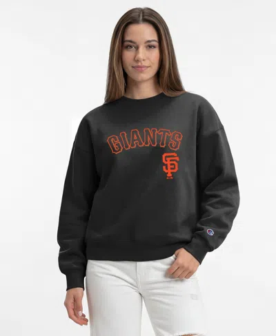 Champion Women's San Francisco Giants All-star Midweight Screen-print Graphics Sweatshirt In Black