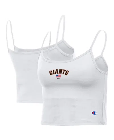 Champion Women's San Francisco Giants Built-in Bra Scoop Neck Tank Top In White