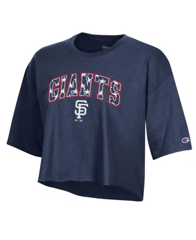 Champion Women's San Francisco Giants Cropped Oversized T-shirt In Navy