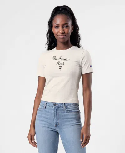 Champion Women's San Francisco Giants Cropped Short-sleeve T-shirt In White