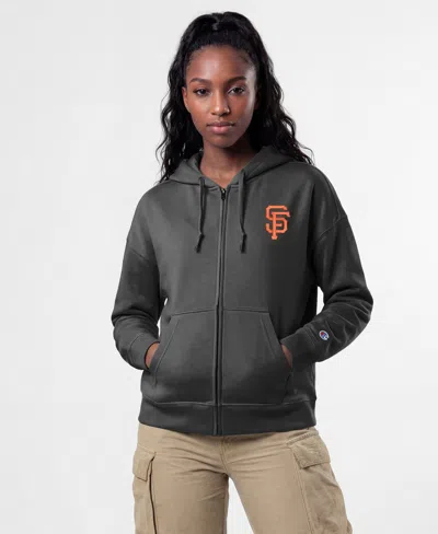 Champion Women's San Francisco Giants Powerblend Full-zip Hooded Fleece Hoodie In Black