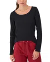 Champion Womens Ribbed Long Sleeve Pullover Top In Black