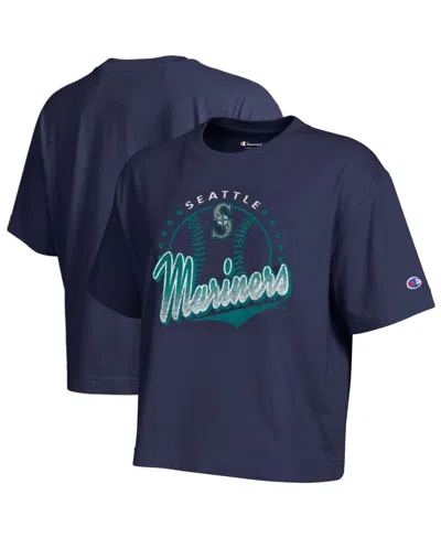 Champion Women's Seattle Mariners Distressed Oversized T-shirt In Navy