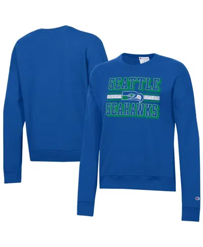 Champion Women's Seattle Seahawks Powerblend Crewneck Fleece Sweatshirt In Blue