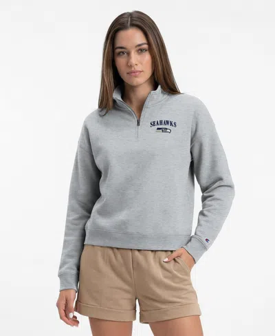 Champion Women's Seattle Seahawks Powerblend Mock-neck Quarter-zip Sweatshirt In Gray