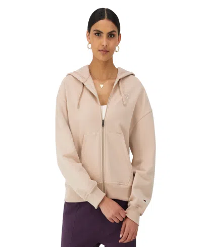 Champion Powerblend Zip-up Hoodie, C Logo In Pink