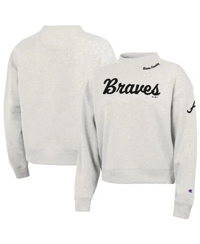 Champion Women's Stone Atlanta Braves Triumph Tri-blend Sweatshirt In Gray
