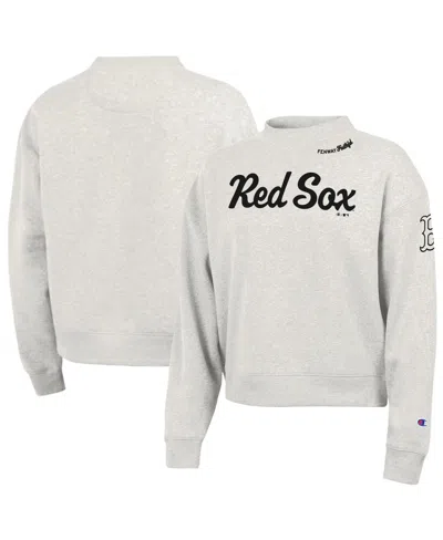 Champion Women's Stone Boston Red Sox Triumph Tri-blend Sweatshirt In Neutral