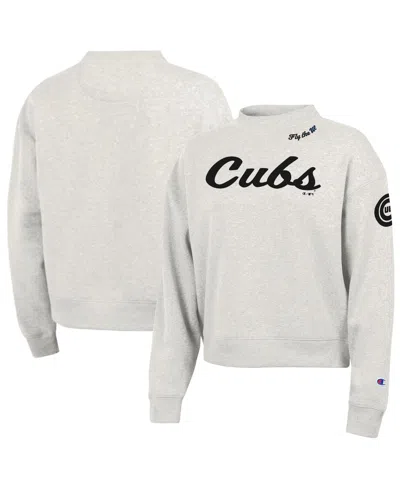 Champion Women's Stone Chicago Cubs Triumph Tri-blend Sweatshirt In Gray