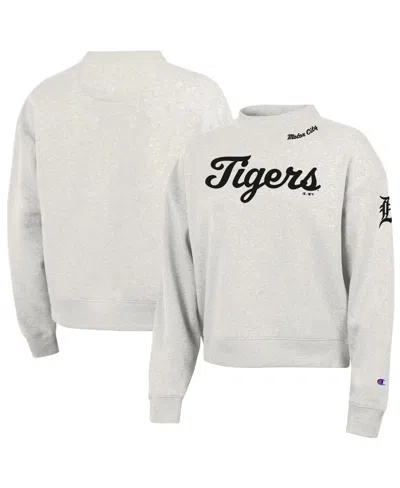 Champion Women's Stone Detroit Tigers Triumph Tri-blend Sweatshirt In Gray