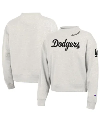 Champion Women's Stone Los Angeles Dodgers Triumph Tri-blend Sweatshirt In Neutral