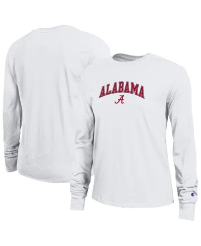 Champion Women's White Alabama Crimson Tide Arch Over Logo Long Sleeve T-shirt In Multi