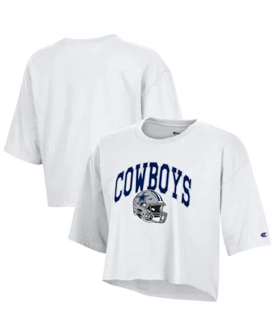 Champion Women's White Dallas Cowboys Boyfriend Cropped T-shirt