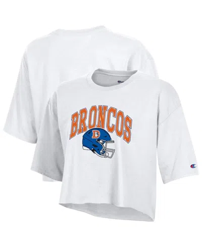 Champion Women's White Denver Broncos Boyfriend Cropped T-shirt