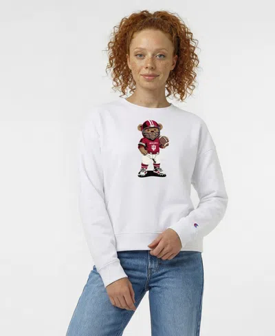 Champion Women's White Indiana Hoosiers Teddy Bear Sweatshirt