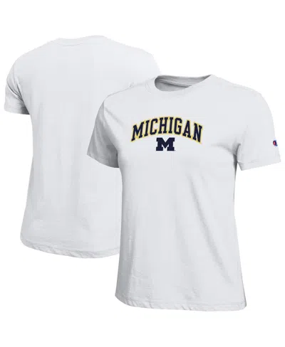 Champion Women's White Michigan Wolverines Arched Over Logo T-shirt