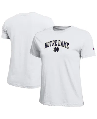 Champion Women's White Notre Dame Fighting Irish Arched Over Logo T-shirt In Black