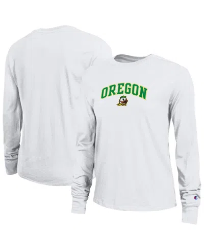 Champion Women's White Oregon Ducks Arch Over Logo Long Sleeve T-shirt