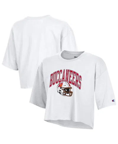 Champion Women's White Tampa Bay Buccaneers Boyfriend Cropped T-shirt