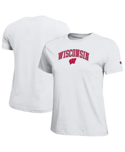 Champion Women's White Wisconsin Badgers Arched Over Logo T-shirt