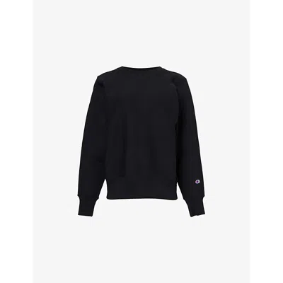 Champion Womens Round-neck Relaxed-fit Cotton-blend Sweatshirt Black