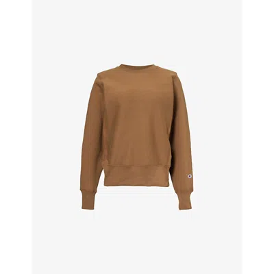 Champion Womens Round-neck Relaxed-fit Cotton-blend Sweatshirt Brown Cavern