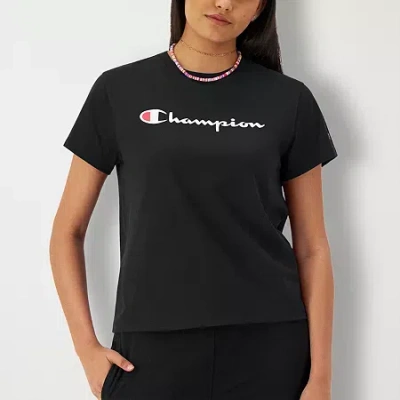 Champion Womens Crew Neck Short Sleeve Active T-shirt In Black