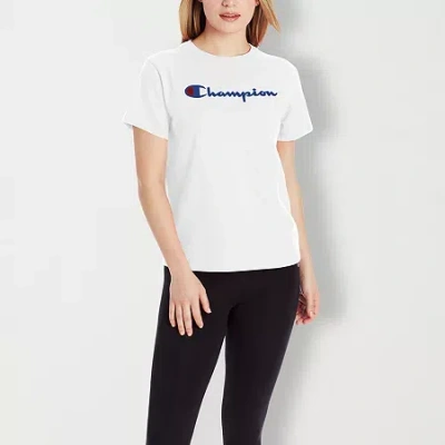 Champion Womens Crew Neck Short Sleeve Active T-shirt In White