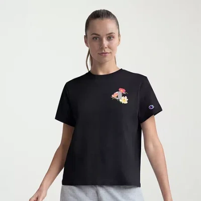 Champion Womens Crew Neck Short Sleeve Active T-shirt In Black